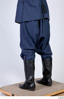  Photos Medieval Monk in Blue suit 1 19th century Historical clothing Monk black high leather shoes blue trousers lower body 0004.jpg